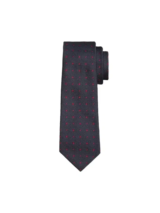 Kiton Men's Geometric Woven Silk Tie - Dark Grey