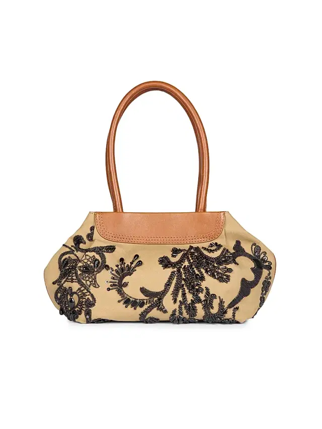 Dries Van Noten Women's  Embellished Cotton Tote Bag - Camel
