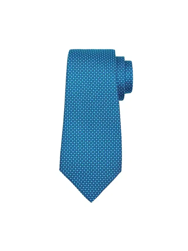 Kiton Men's Micro Geometric Print Silk Tie - Aqua