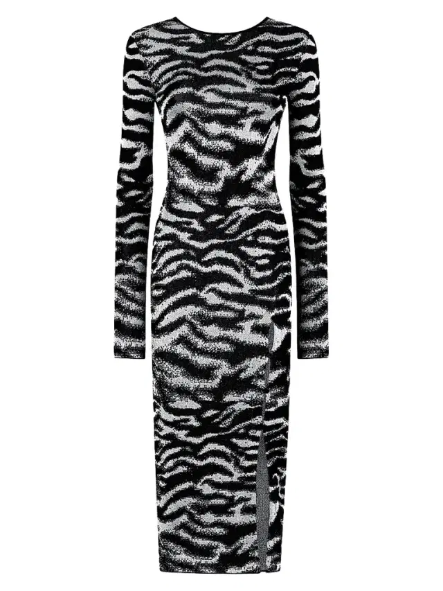 The Attico Women's Zebra Knit Scoopback Midi Dress - White Black