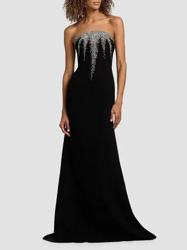 Naeem Khan Women's Crystal-Embellished Crepe Strapless Fit & Flare Gown | Thumbnail 3 Naeem Khan Women's Crystal-Embellished Crepe Strapless Fit & Flare Gown | Thumbnail 3