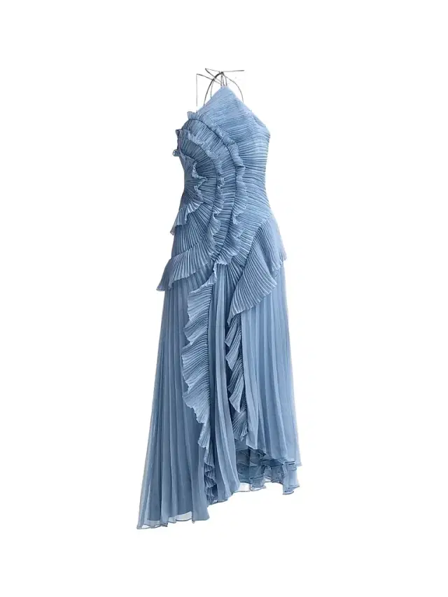 AMUR Women's Lorelie Ruffle Halterneck Gown - Tropical Dusk