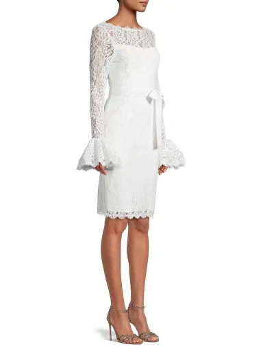Shani Women's Lace Bell-Sleeve Sheath Dress - Ivory - Size 14 | Thumbnail 4 Shani Women's Lace Bell-Sleeve Sheath Dress - Ivory - Size 14 | Thumbnail 4