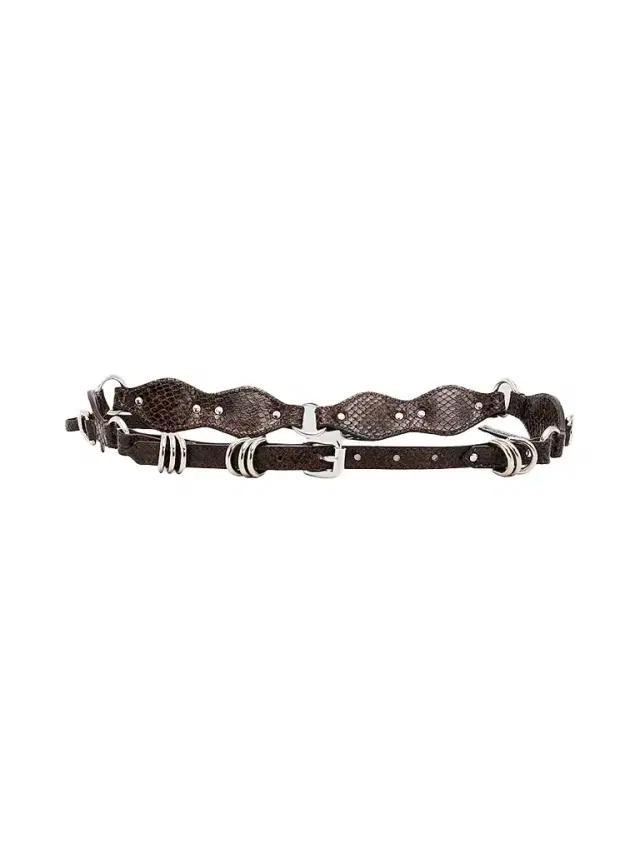 Isabel Marant Women's Bolton Snake-Embossed Leather Belt - Black