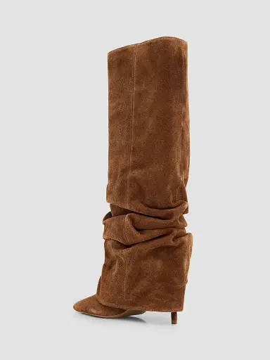 Schutz Women's Mikki Up Cloak 75MM Suede Slouch Boots - Pecan Brown | Thumbnail 4