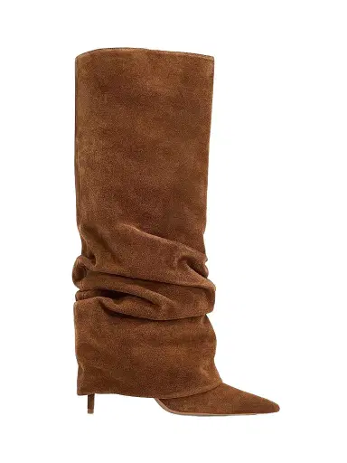 Schutz Women's Mikki Up Cloak 75MM Suede Slouch Boots - Pecan Brown | Thumbnail 1