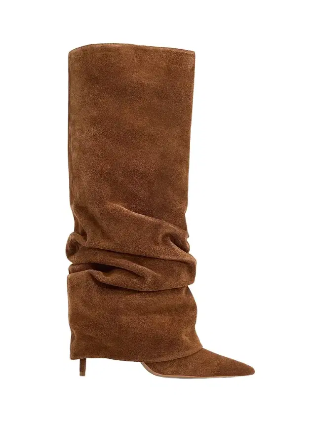 Schutz Women's Mikki Up Cloak 75MM Suede Slouch Boots - Pecan Brown