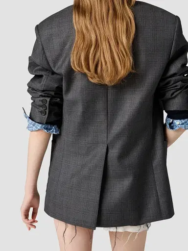 Miu Miu Women's Prince of Wales Checked Wool Blazer | Thumbnail 4 Miu Miu Women's Prince of Wales Checked Wool Blazer | Thumbnail 4