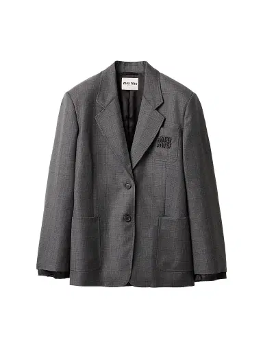 Miu Miu Women's Prince of Wales Checked Wool Blazer | Thumbnail 1 Miu Miu Women's Prince of Wales Checked Wool Blazer | Thumbnail 1