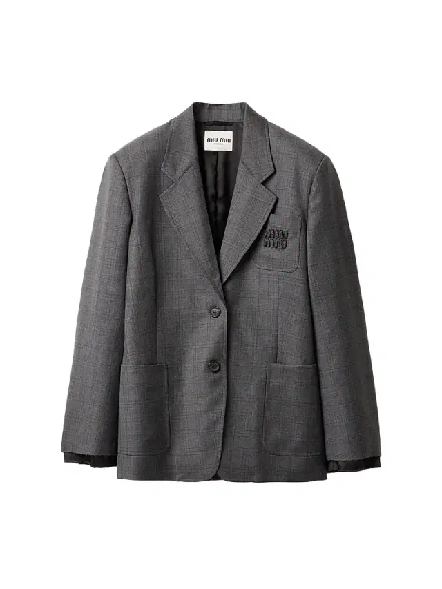 Miu Miu Women's Prince of Wales Checked Wool Blazer - Grey