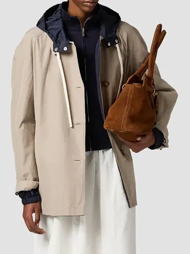 Miu Miu Women's Panama Cotton and Technical Pongé Blouson Jacket - Grey - Size 2 | Thumbnail 2