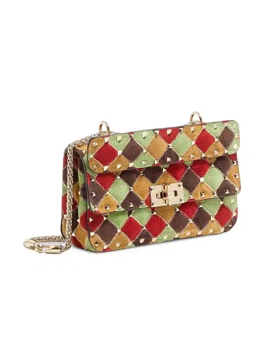 Valentino Garavani Women's Rockstud Spike Small Patchwork Suede Shoulder Bag - Multicolored | Thumbnail 2