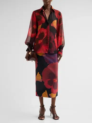 Chiara Boni La Petite Robe Women's Luminette Floral Midi Skirt | Thumbnail 2