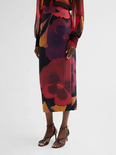 Chiara Boni La Petite Robe Women's Luminette Floral Midi Skirt | Thumbnail 4
