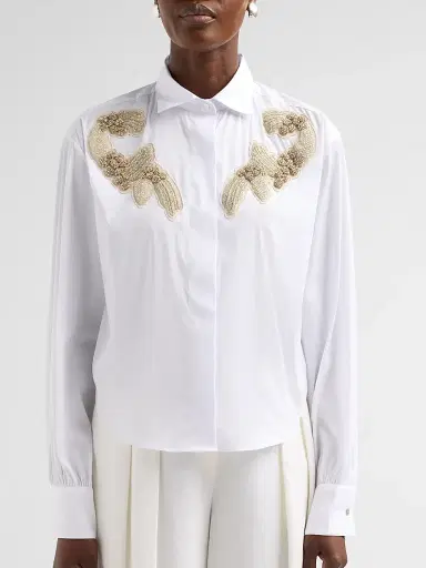 Chiara Boni La Petite Robe Women's Danae Embroidered Cotton-Blend Shirt - White - Size 12 | Thumbnail 5 Chiara Boni La Petite Robe Women's Danae Embroidered Cotton-Blend Shirt - White - Size 12 | Thumbnail 5