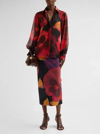 Chiara Boni La Petite Robe Women's Ajap Floral Georgette Blouse - Josephine Black - Size 16 | Thumbnail 2