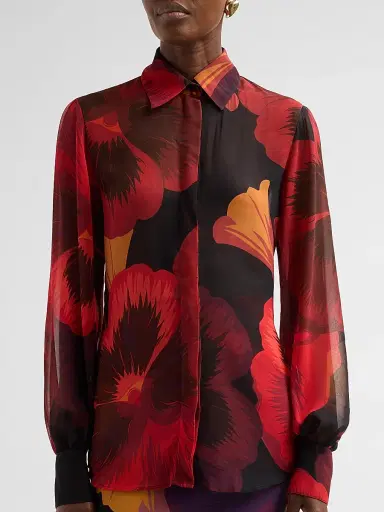 Chiara Boni La Petite Robe Women's Ajap Floral Georgette Blouse - Josephine Black - Size 16 | Thumbnail 5