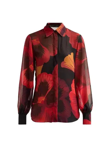 Chiara Boni La Petite Robe Women's Ajap Floral Georgette Blouse - Josephine Black - Size 16 | Thumbnail 1