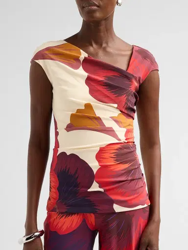 Chiara Boni La Petite Robe Women's Aasha Floral Asymmetric Top | Thumbnail 5