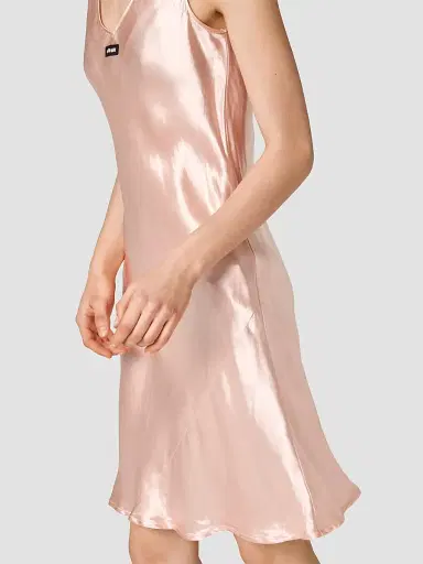 Miu Miu Women's Satin Midi-Dress - Pink | Thumbnail 4