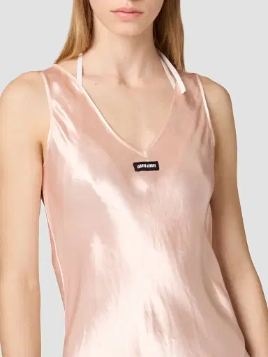Miu Miu Women's Satin Midi-Dress - Pink | Thumbnail 5