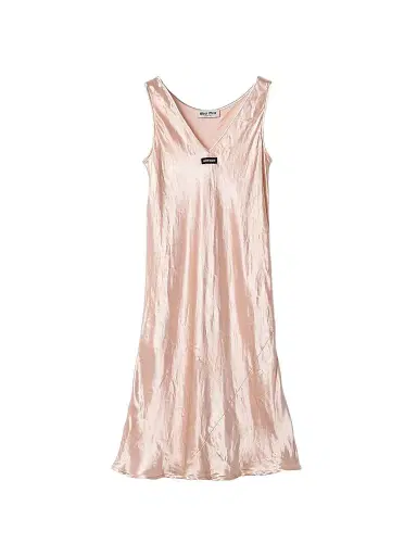 Miu Miu Women's Satin Midi-Dress - Pink | Thumbnail 1