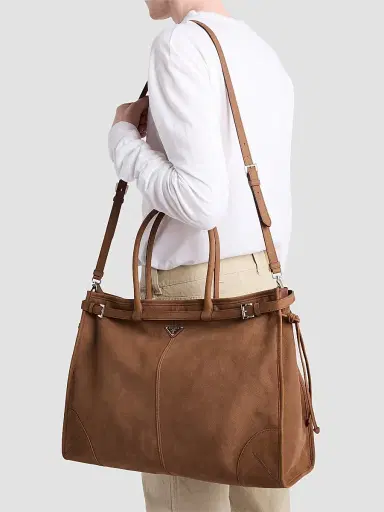 Prada Men's Bonnie Nubuck Leather Tote Bag | Thumbnail 2 Prada Men's Bonnie Nubuck Leather Tote Bag | Thumbnail 2