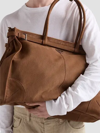 Prada Men's Bonnie Nubuck Leather Tote Bag | Thumbnail 3 Prada Men's Bonnie Nubuck Leather Tote Bag | Thumbnail 3