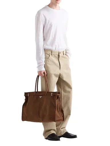 Prada Men's Bonnie Nubuck Leather Tote Bag | Thumbnail 1 Prada Men's Bonnie Nubuck Leather Tote Bag | Thumbnail 1