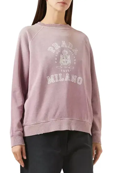 Prada LOGO-PRINT COTTON CREWNECK SWEATSHIRT | Thumbnail 1 Prada LOGO-PRINT COTTON CREWNECK SWEATSHIRT | Thumbnail 1