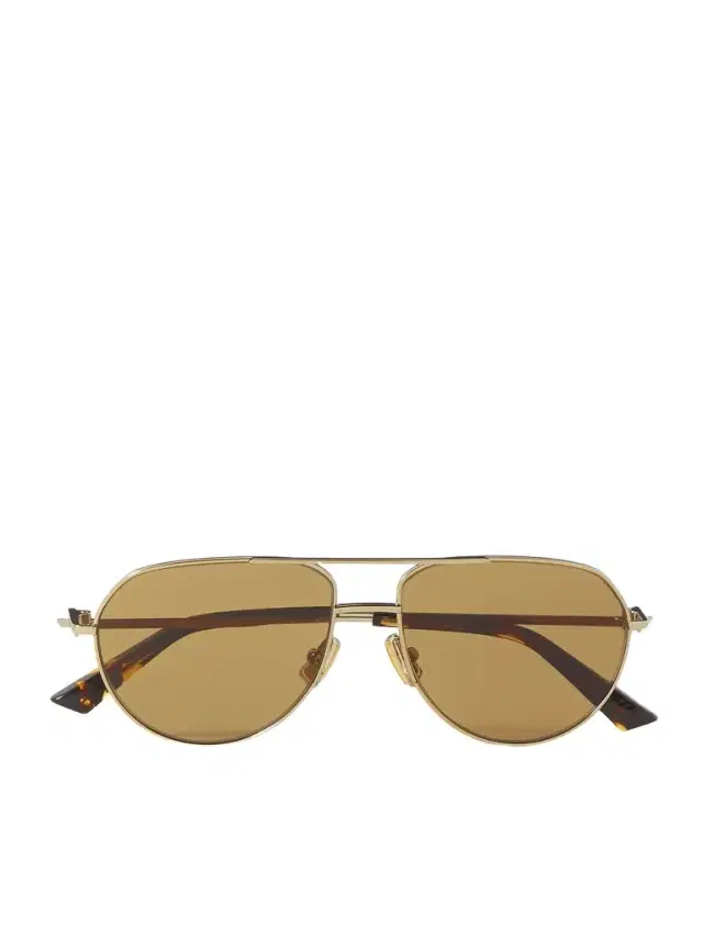 Bottega Veneta Eyewear Aviator-Style Gold-Tone and Acetate Sunglasses - gold - One Size
