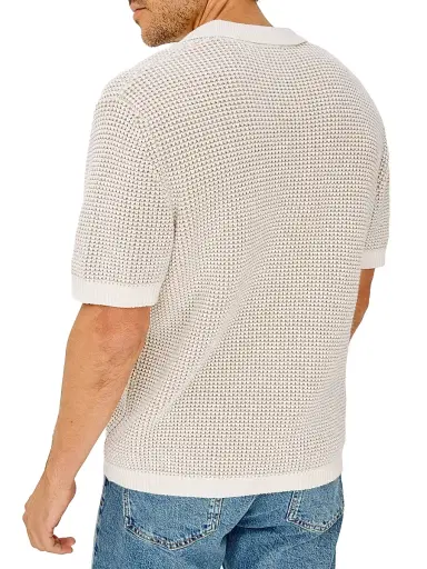 RAILS Men's Pearson Cotton-Cashmere Johnny Collar Polo Shirt - White Sand - Size XXL | Thumbnail 4