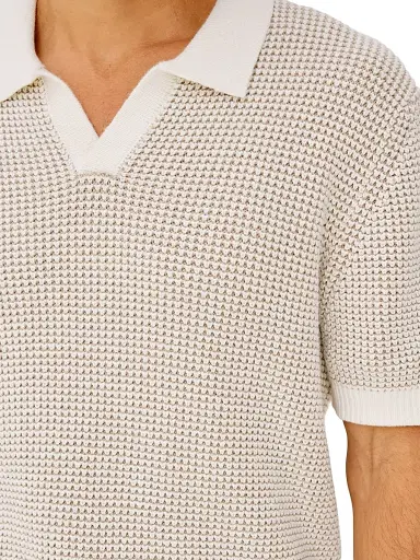 RAILS Men's Pearson Cotton-Cashmere Johnny Collar Polo Shirt - White Sand - Size XXL | Thumbnail 6