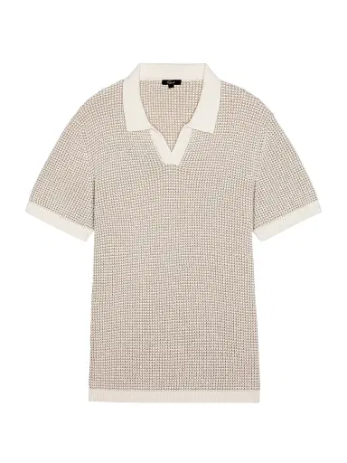 RAILS Men's Pearson Cotton-Cashmere Johnny Collar Polo Shirt - White Sand - Size XXL | Thumbnail 1