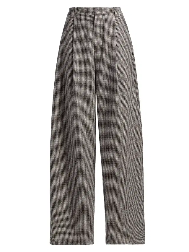 Vince Women's Wool-Blend Houndstooth Trousers - Cacao Houndstooth