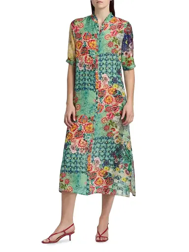 Johnny Was Women's Carlina Silk Midi-Shirtdress - Carlina Scarf | Thumbnail 3