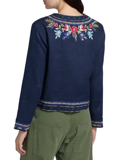 Johnny Was Women's Embroidered Linen Bolero Jacket | Thumbnail 5 Johnny Was Women's Embroidered Linen Bolero Jacket | Thumbnail 5