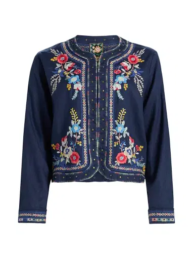 Johnny Was Women's Embroidered Linen Bolero Jacket | Thumbnail 1 Johnny Was Women's Embroidered Linen Bolero Jacket | Thumbnail 1