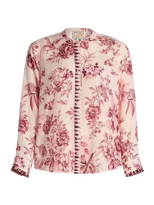 Johnny Was Women's Printed Ruffle-Cuff Blouse - Yvessa