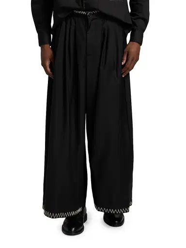 Glass Cypress Men's Wool Embroidered Wide-Leg Pants - Black | Thumbnail 3