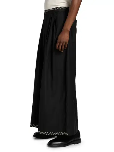 Glass Cypress Men's Wool Embroidered Wide-Leg Pants - Black | Thumbnail 4
