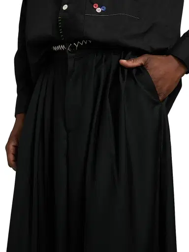 Glass Cypress Men's Wool Embroidered Wide-Leg Pants - Black | Thumbnail 6