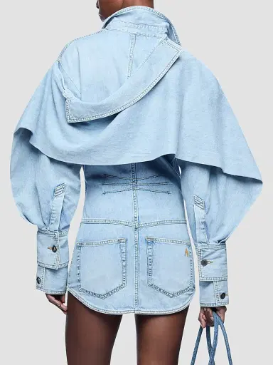 The Attico Women's Draped Cotton Denim Mini Dress - Blue Super Washed - Size 8 | Thumbnail 3 The Attico Women's Draped Cotton Denim Mini Dress - Blue Super Washed - Size 8 | Thumbnail 3