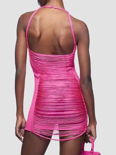 The Attico Women's Draped Halterneck Knit Mini Dress | Thumbnail 3 The Attico Women's Draped Halterneck Knit Mini Dress | Thumbnail 3