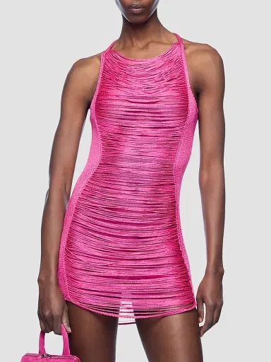 The Attico Women's Draped Halterneck Knit Mini Dress | Thumbnail 4 The Attico Women's Draped Halterneck Knit Mini Dress | Thumbnail 4