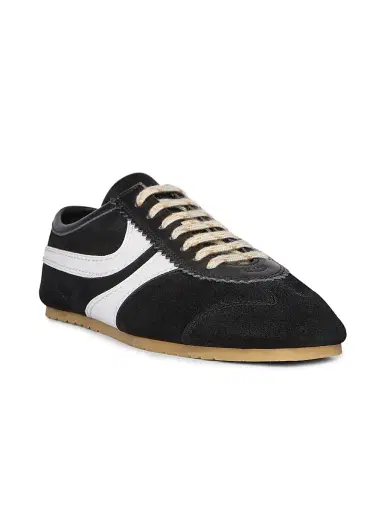 Dries Van Noten Women's Suede Low-Top Sneakers - Black White - Size 11 | Thumbnail 2