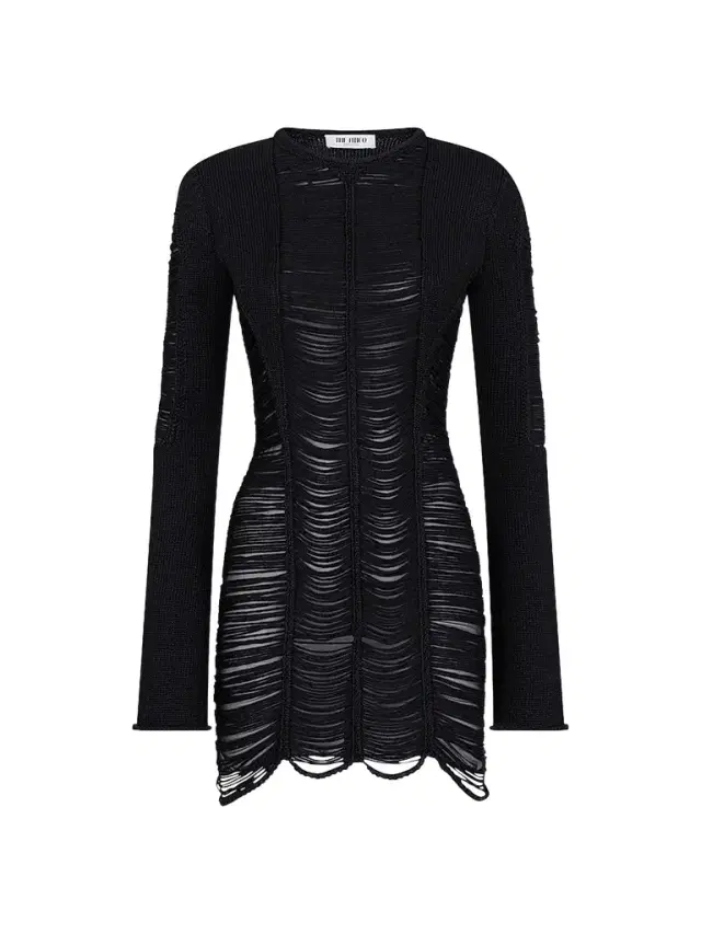 The Attico Women's Distressed Knit Mini Dress - Black