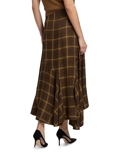 Co Women's Check Plaid Bias Maxi Skirt - Chocolate - Size 8 | Thumbnail 5