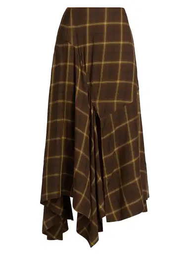 Co Women's Check Plaid Bias Maxi Skirt - Chocolate - Size 8 | Thumbnail 1