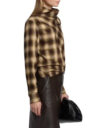 Co Women's Plaid Workwear Shirt - Brown Multi - Size XL | Thumbnail 4